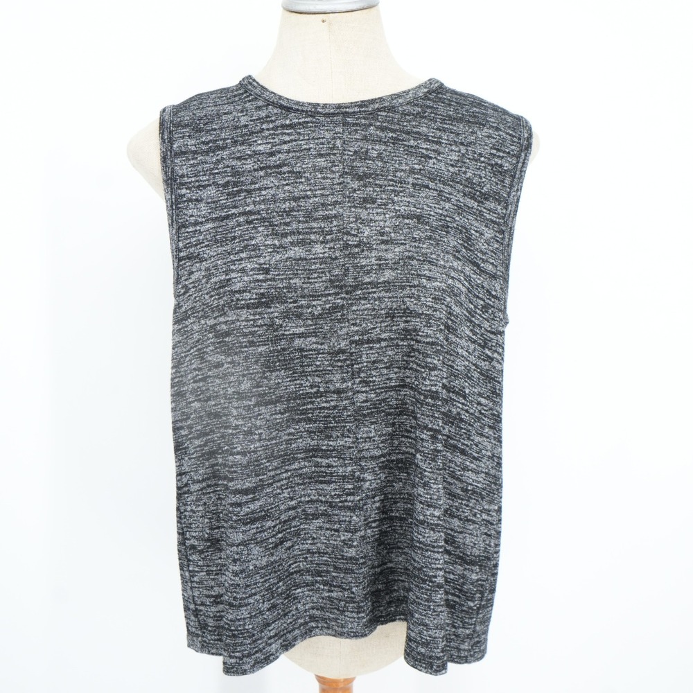 Rag & Bone Sleeveless Top Women Large Grey Space Dye Tulip Back Knit Tank